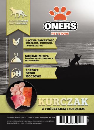 ONERS CONNOISSEUR CAT STERIL 300G KURCZAK/TUŃCZYK/ŁOSOŚ CCC