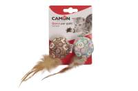 CAMON CAT TOY KULKI W KWIATY Z PIÓRKAMI 2szt