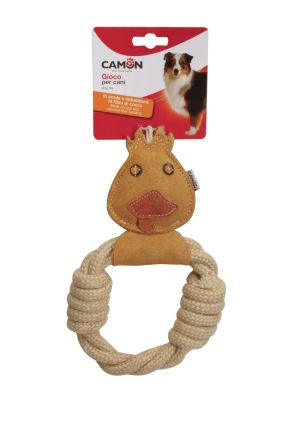 CAMON DOG TOY KACZKA ZE SKÓRY ZE SZNUREM BAWEŁNIANYM AH443/B