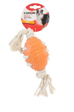 CAMON DOG TOY RUBBER PIŁKA OWALNA Z LINĄ 10,5cm AD0725